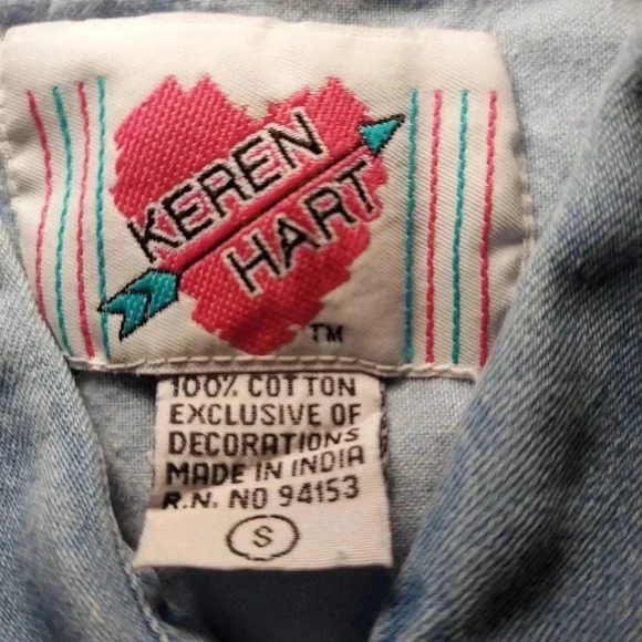 Vintage Keren Hart Gingham Floral Embroidered Spring Garden Button-Down - Picture 5 of 6